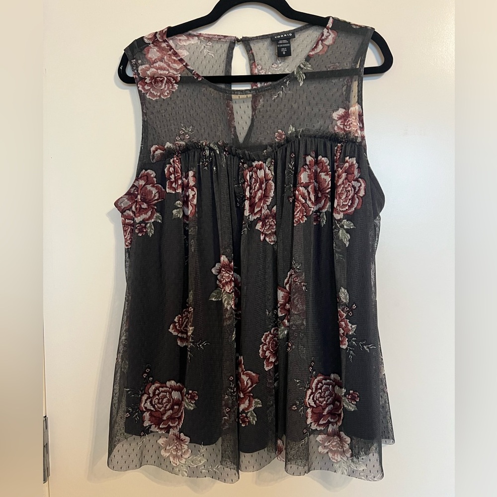 Lace Sheer Top Floral Tank Top